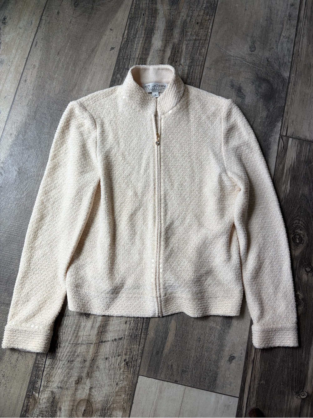 Vintage St. John Collection Knit Cardigan Zip Up Size 6 Made in USA